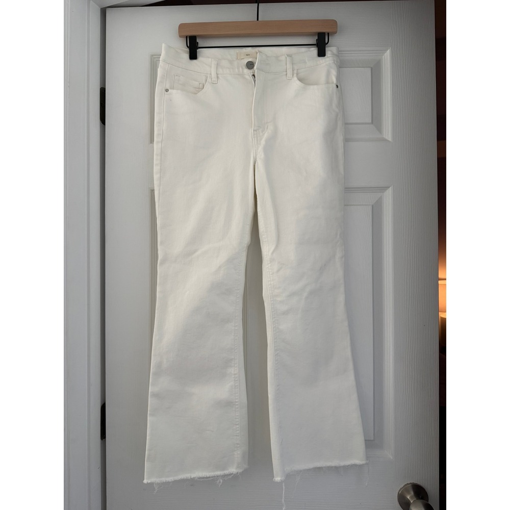 Tgla Womens White Distressed Hem High Rise Kick Crop Jeans Coastal Preppy